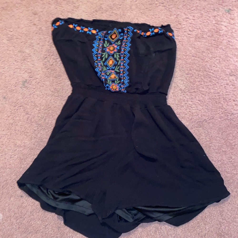 Black strapless romper (swim cover)